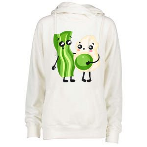 Cute Green Eggs Ham Smile Face Brunch Breakfast Costume Womens Funnel Neck Pullover Hood