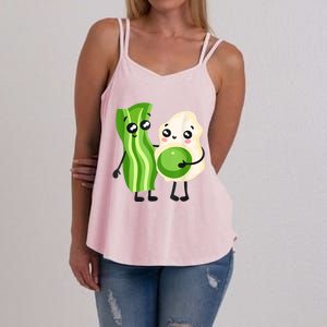 Cute Green Eggs Ham Smile Face Brunch Breakfast Costume Women's Strappy Tank