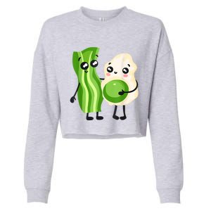 Cute Green Eggs Ham Smile Face Brunch Breakfast Costume Cropped Pullover Crew