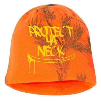 Classic Golden Era 90s Hiphop Music Quote Protect Kati - Camo Knit Beanie