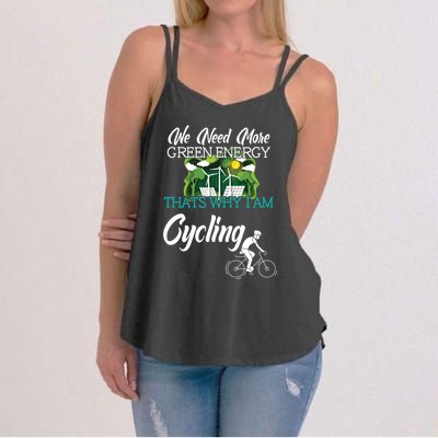 Cycling Green Energy Against Climate Change Gift Women's Strappy Tank