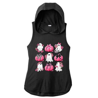 Cute Ghost Florals Coquette Bows Pumpkins Halloween Ladies PosiCharge Tri-Blend Wicking Draft Hoodie Tank