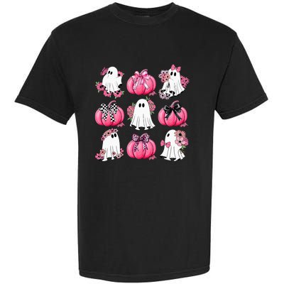 Cute Ghost Florals Coquette Bows Pumpkins Halloween Garment-Dyed Heavyweight T-Shirt