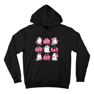 Cute Ghost Florals Coquette Bows Pumpkins Halloween Hoodie