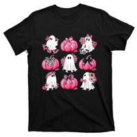 Cute Ghost Florals Coquette Bows Pumpkins Halloween T-Shirt