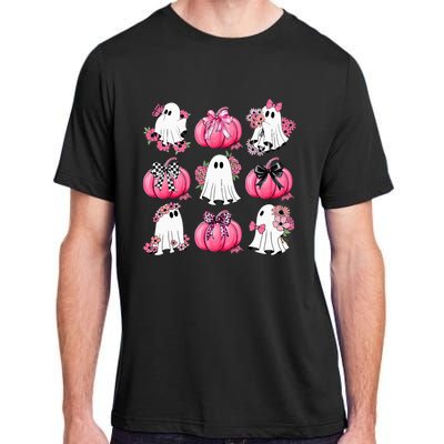 Cute Ghost Florals Coquette Bows Pumpkins Halloween Adult ChromaSoft Performance T-Shirt