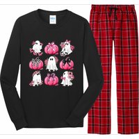 Cute Ghost Florals Coquette Bows Pumpkins Halloween Long Sleeve Pajama Set