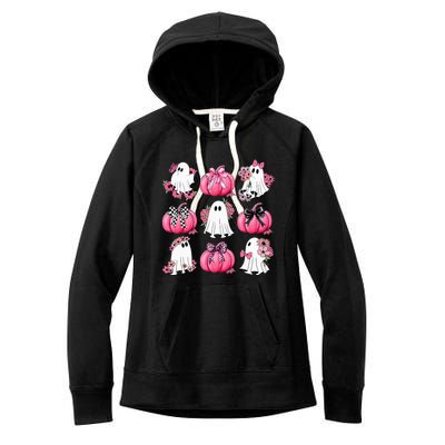 Cute Ghost Florals Coquette Bows Pumpkins Halloween Women's Fleece Hoodie