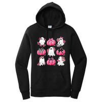 Cute Ghost Florals Coquette Bows Pumpkins Halloween Women's Pullover Hoodie