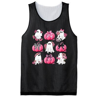 Cute Ghost Florals Coquette Bows Pumpkins Halloween Mesh Reversible Basketball Jersey Tank