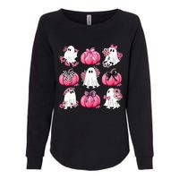 Cute Ghost Florals Coquette Bows Pumpkins Halloween Womens California Wash Sweatshirt