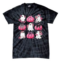 Cute Ghost Florals Coquette Bows Pumpkins Halloween Tie-Dye T-Shirt