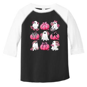 Cute Ghost Florals Coquette Bows Pumpkins Halloween Toddler Fine Jersey T-Shirt