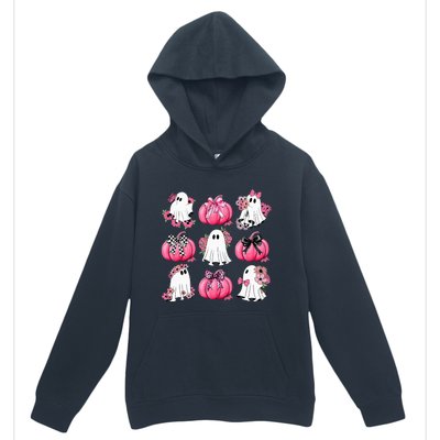 Cute Ghost Florals Coquette Bows Pumpkins Halloween Urban Pullover Hoodie