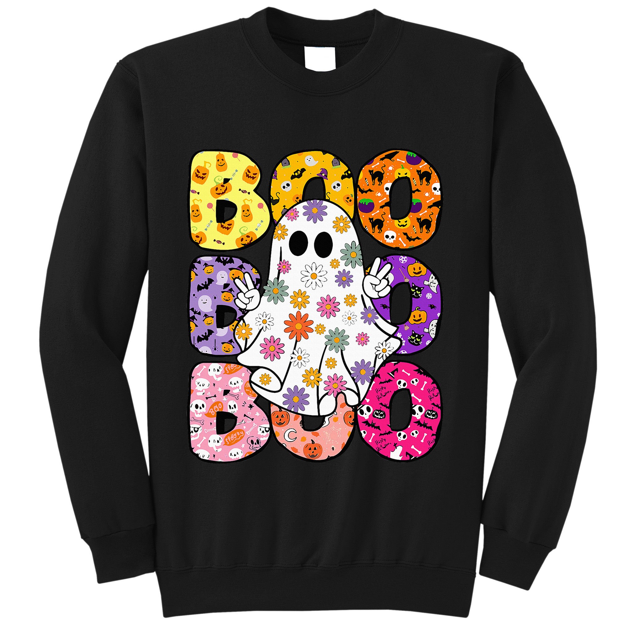 Cute Ghost Floral Boo Halloween Boy Girl Ghost Spooky Season Sweatshirt