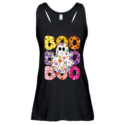 Cute Ghost Floral Boo Halloween Boy Girl Ghost Spooky Season Ladies Essential Flowy Tank