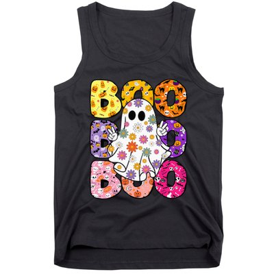 Cute Ghost Floral Boo Halloween Boy Girl Ghost Spooky Season Tank Top