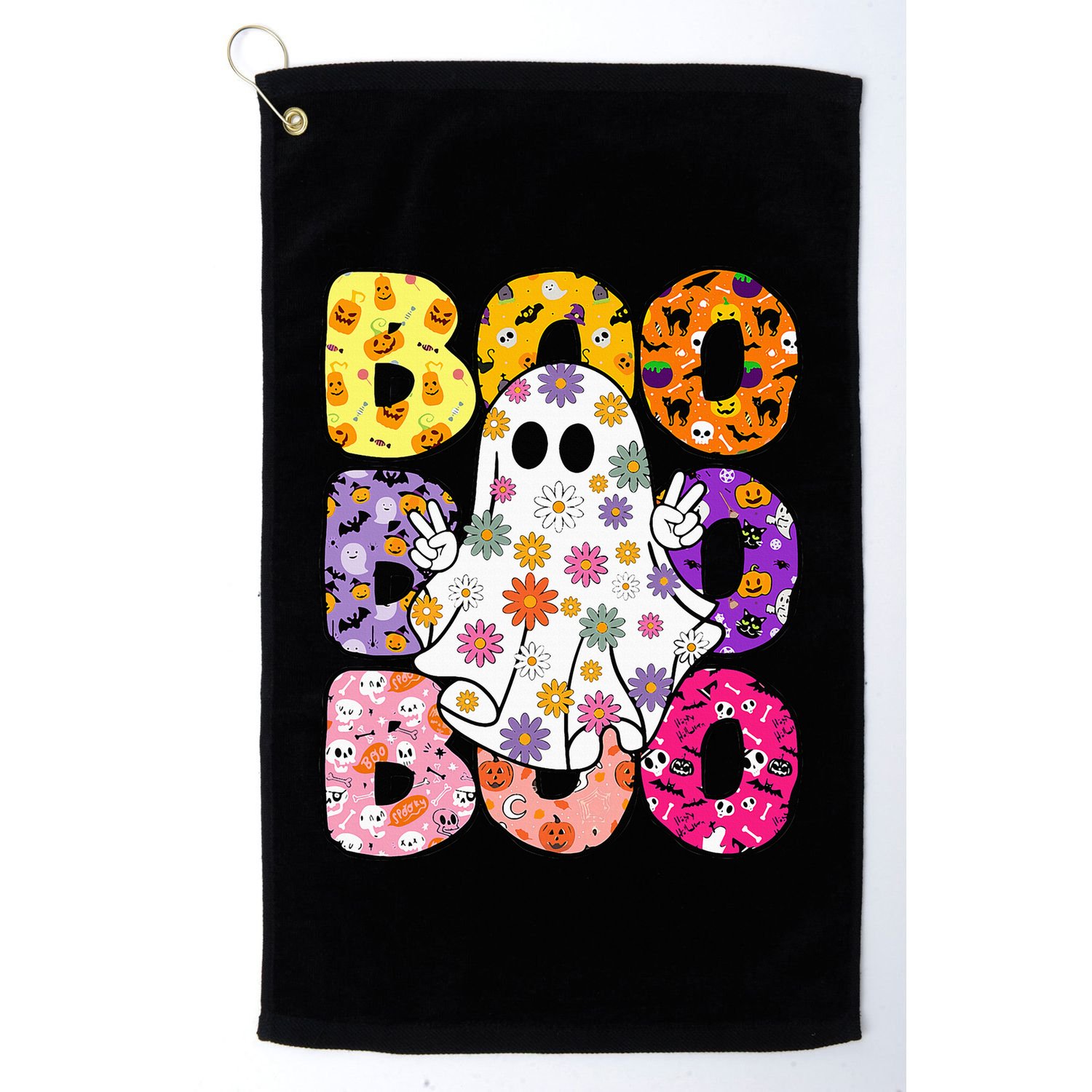 Cute Ghost Floral Boo Halloween Boy Girl Ghost Spooky Season Golf Towel
