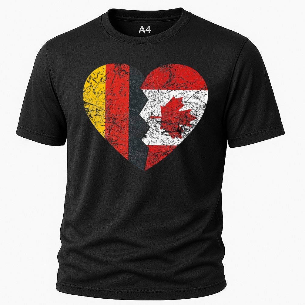 Canadian German Flag Heart Germany Canada Flag Roots Cooling Performance Crew T-Shirt
