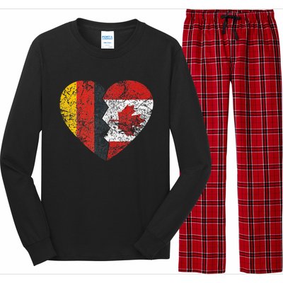 Canadian German Flag Heart Germany Canada Flag Roots Long Sleeve Pajama Set