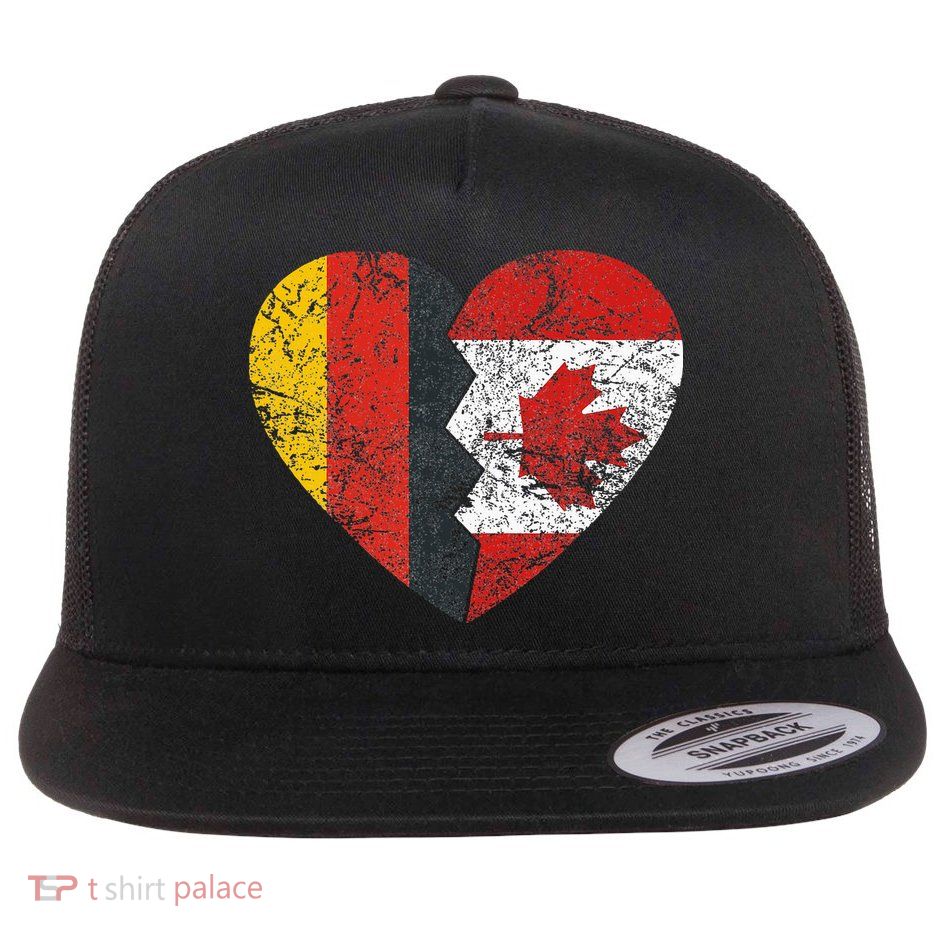Canadian German Flag Heart Germany Canada Flag Roots Flatbill Hat