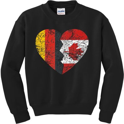 Canadian German Flag Heart Germany Canada Flag Roots Kids Sweatshirt