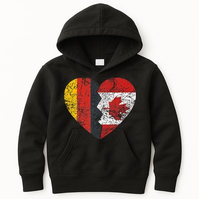 Canadian German Flag Heart Germany Canada Flag Roots Kids Hoodie