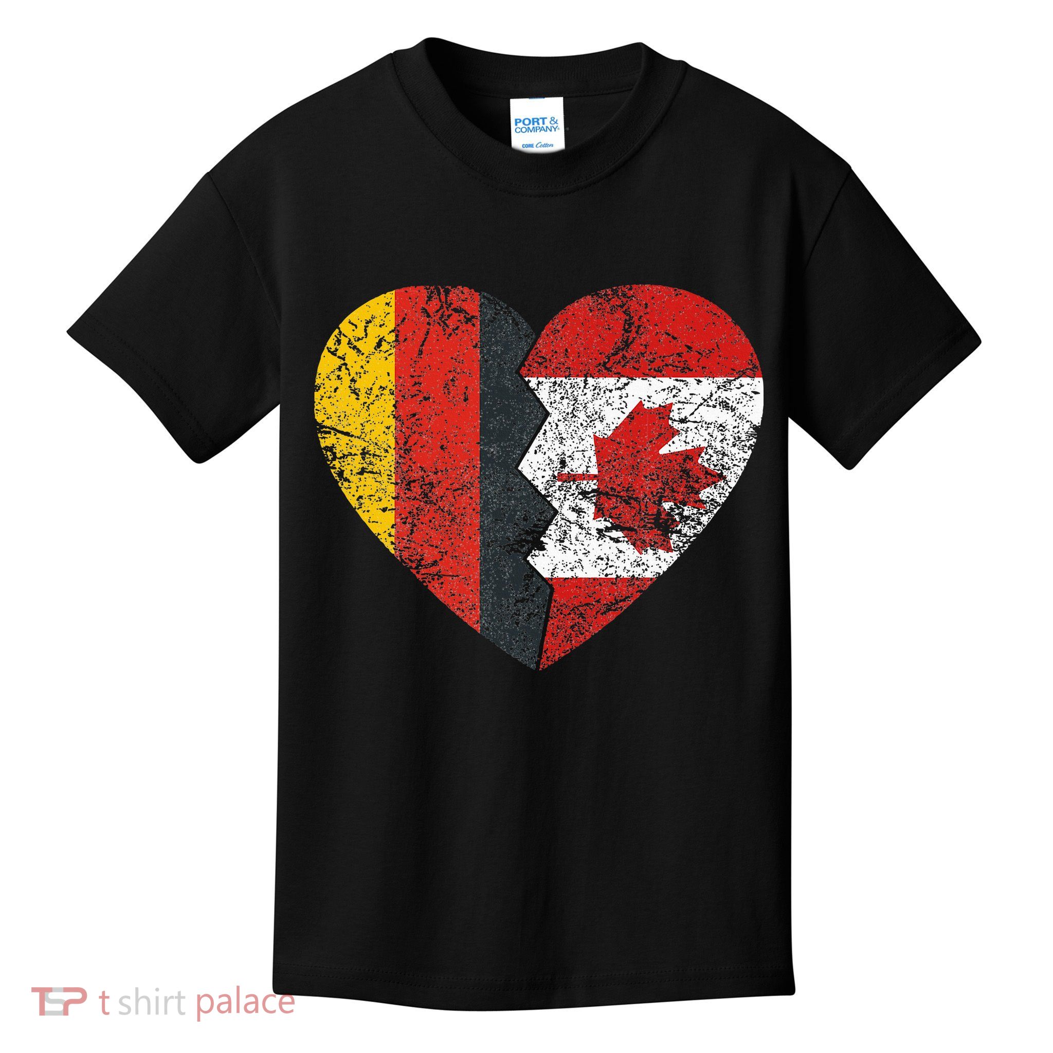 Canadian German Flag Heart Germany Canada Flag Roots Kids T-Shirt