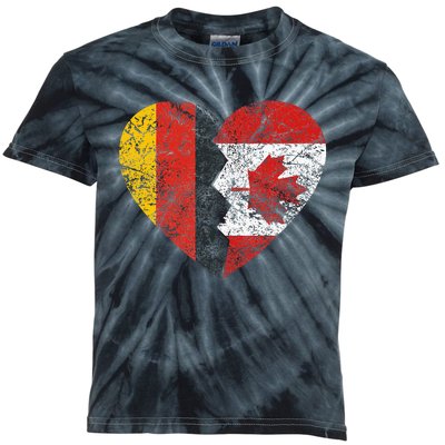 Canadian German Flag Heart Germany Canada Flag Roots Kids Tie-Dye T-Shirt