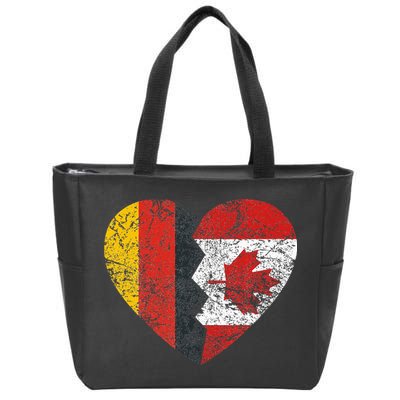 Canadian German Flag Heart Germany Canada Flag Roots Zip Tote Bag