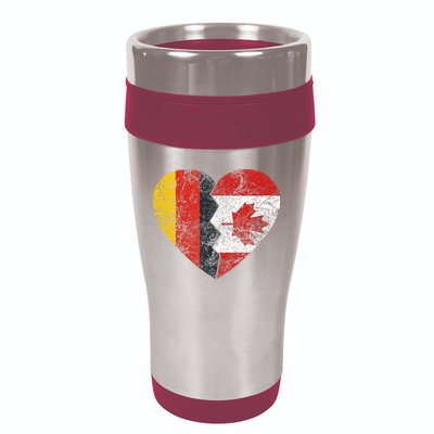 Canadian German Flag Heart Germany Canada Flag Roots 16oz Travel Tumbler
