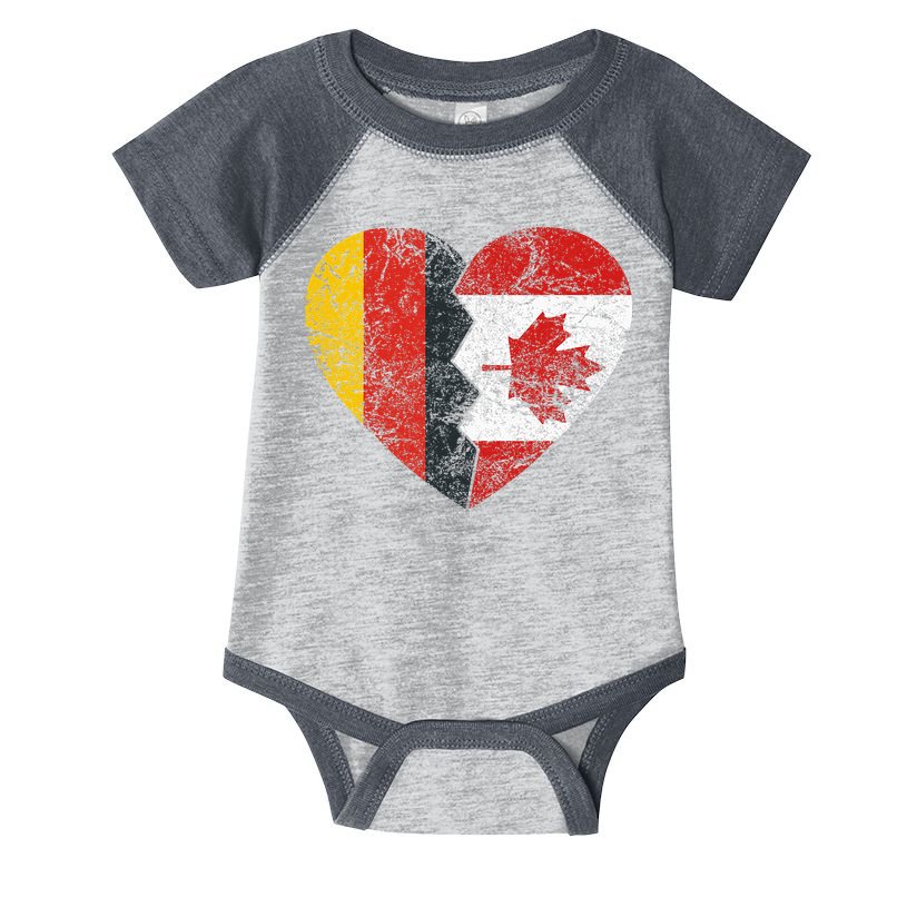Canadian German Flag Heart Germany Canada Flag Roots Infant Baby Jersey Bodysuit