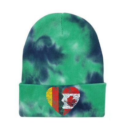 Canadian German Flag Heart Germany Canada Flag Roots Tie Dye 12in Knit Beanie