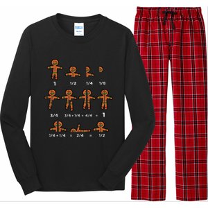 Christmas Gingerbread Fraction Cute Xmas Cookie Math Teacher Long Sleeve Pajama Set