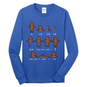 Christmas Gingerbread Fraction Cute Xmas Cookie Math Teacher Tall Long Sleeve T-Shirt