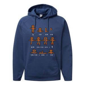 Christmas Gingerbread Fraction Cute Xmas Cookie Math Teacher Performance Fleece Hoodie