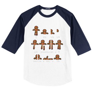 Christmas Gingerbread Fraction Cute Xmas Cookie Math Teacher Baseball Sleeve Shirt