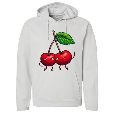 Cherry Graphic For Women Cherry Print Cherry Lover Performance Fleece Hoodie