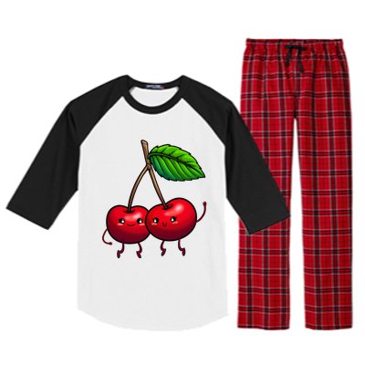 Cherry Graphic For Women Cherry Print Cherry Lover Raglan Sleeve Pajama Set