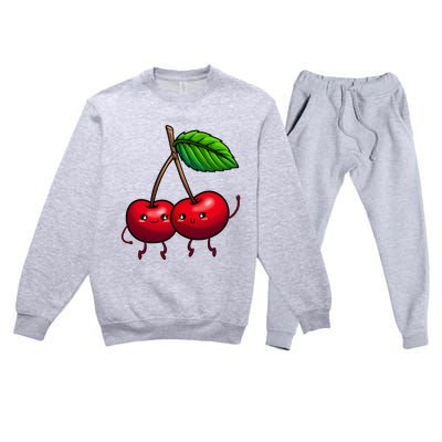 Cherry Graphic For Women Cherry Print Cherry Lover Premium Crewneck Sweatsuit Set