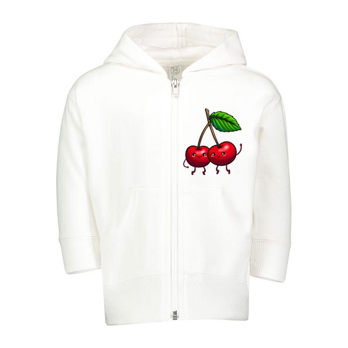 Cherry Graphic For Women Cherry Print Cherry Lover Toddler Zip Fleece Hoodie