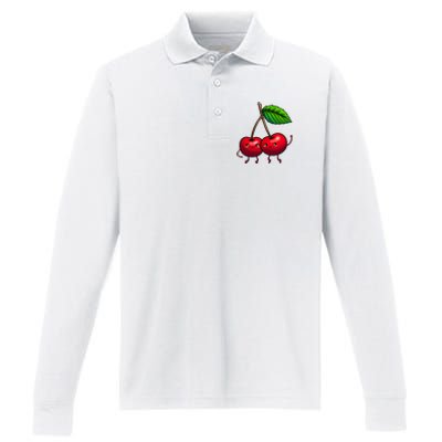 Cherry Graphic For Women Cherry Print Cherry Lover Performance Long Sleeve Polo