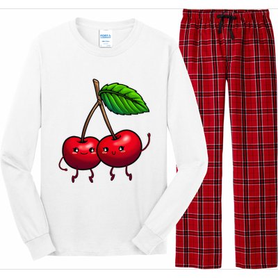 Cherry Graphic For Women Cherry Print Cherry Lover Long Sleeve Pajama Set