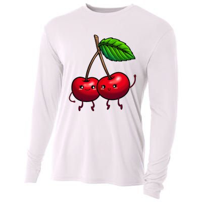 Cherry Graphic For Women Cherry Print Cherry Lover Cooling Performance Long Sleeve Crew