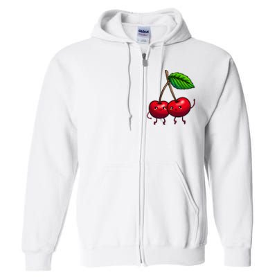 Cherry Graphic For Women Cherry Print Cherry Lover Full Zip Hoodie