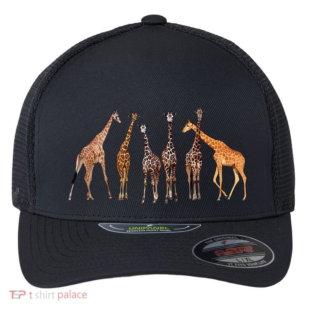 Cool Giraffe For Zoo Animal Lovers Safari Wildlife Flexfit Unipanel Trucker Cap
