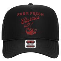 Cherry Graphic FarmerS Market High Crown Mesh Back Trucker Hat