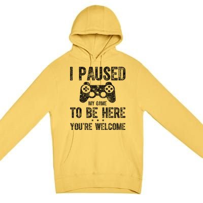 Cute Gamer Funny Gift I Paused My Game To Be Here YouRe Welcome Great Gift Premium Pullover Hoodie