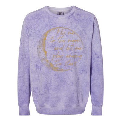 CelestialD Gold Fly Me To The Moon Colorblast Crewneck Sweatshirt