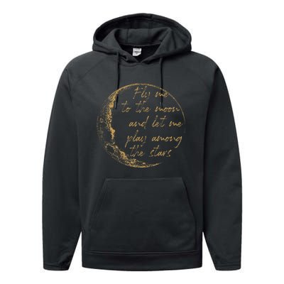 CelestialD Gold Fly Me To The Moon Performance Fleece Hoodie